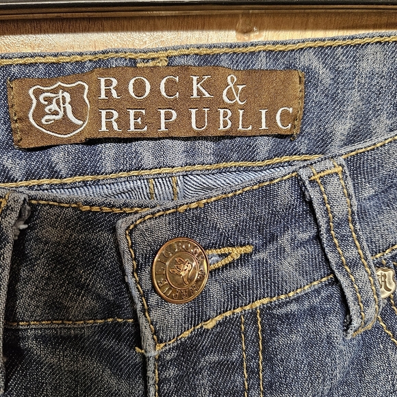 Rock & Republic Roth FRTHVL Med Wash Blue Relaxed Straight Leg Denim Jeans 27 - Picture 3 of 8
